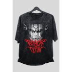Oversize Aot Eren Yeager Titan Form Baskılı Yıkamalı T-Shirt, Unisex Anime Baskılı Vintage Tişört - 3XL - Siyah