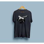 Oversize Avcı Tüfek Tasarım Unisex T-Shirt - L - Siyah