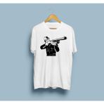Oversize Avcı Tüfek Tasarım Unisex T-Shirt - XL - Beyaz