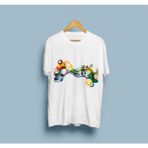 Oversize Bilardo Topları Tasarım Unisex T-Shirt - Beyaz - XL