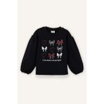 Oversıze Bisiklet Yaka Kalp Desenli Kalın Sweatshirt Kumaşı Sweatshirt Kız Bebek