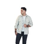 OVERSİZE BİTİK DESENLİ ÇİFT CEP ERKEK KALIN ODUNCU GÖMLEK GRİ S