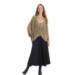 Oversize Bohem Triko Bluz Taba