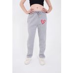 Oversize Boru Paça Baskılı Eşofman Pantolon - Gri