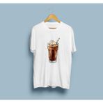 Oversize Çikolatalı Çikolatalı Milkshake Tasarım Unisex T-Shirt - Beyaz