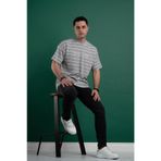 Oversize Çizgili Erkek T-Shirt