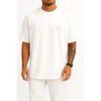 Oversize Çok Çalış Hayaller Büyük Cep Ve Sırt Tasarımlı Unisex T-Shirt