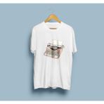 Oversize Daktilo Tasarım Unisex T-Shirt - Beyaz