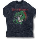 Oversize Deep Purple Baskılı Yıkamalı T-Shirt, Unisex Rock Band Temalı Vintage Tişört - Siyah