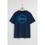 Oversize Dell Optiplex Laptop Göğüs Tasarımlı Unisex T-Shirt - Lacivert - XL