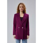 Oversize Dokuma Blazer Ceket Mor XS