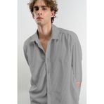 OVERSIZE DÖKÜMLÜ KADİFE GRİ GÖMLEK GRİ