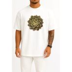 Oversize Echeveria Etli Bitki Cactaceae Houseleek Göğüs Tasarımlı Unisex T-Shirt