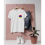 Oversize Ermenistan Bayrak Tasarımlı Unisex T-Shirt - Beyaz