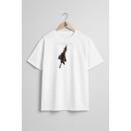 Oversize Eurofighter Typhoon Türk Hava Kuvvetleri Göğüs Tasarımlı Unisex T-Shirt - Beyaz
