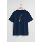 Oversize Eurofighter Typhoon Türk Hava Kuvvetleri Göğüs Tasarımlı Unisex T-Shirt - Lacivert