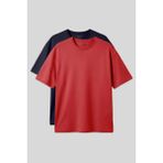 Oversize Fit Basic 2li Paket Lacivert-Fiesta Erkek T-Shirt - 88353