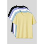 Oversize Fit Basic O Yaka 5li Paket Kadın T-Shirt - 97285