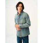 Oversize Fit Erkek Gömlek U.kol - Denim