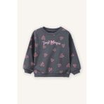 Oversize Geniş Kalıp Bisiklet Yaka Desenli Sweatshirt Kız Bebek