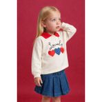 Oversize Geniş Kalıp Polo Yaka Baskılı Sweatshirt Kız Bebek