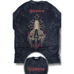 Oversize Haçlı Megadeth Sırt Baskılı Yıkamalı T-Shirt, Unisex Rock Band Temalı Vintage Tişört - Siyah - 2XL