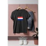 Oversize Hollanda Bayrağı Tasarımlı Unisex T-Shirt - XL - Siyah