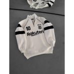 Oversıze Kaliteli Şardonlu Sweatshırt - Messı 10 Barcelona Sweat Kapüşonlu - Beyaz