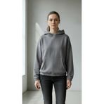 Oversize Kanguru Cepli Kapüşonlu Sweatshirt Füme S