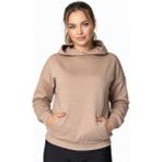 Oversize Kanguru Cepli Kapüşonlu Sweatshirt - Koyu Bej - M