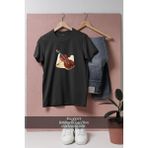 Oversize Keman ve Nota Tasarımlı Unisex T-Shirt - Siyah