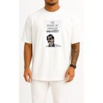Oversize Kurtlar Vadisi Pala Göğüs Tasarımlı Unisex T-Shirt - Beyaz