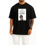 Oversize Kurtlar Vadisi Pala Göğüs Tasarımlı Unisex T-Shirt - Siyah