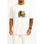 Oversize Lirili Larila Göğüs Tasarımlı Unisex T-Shirt