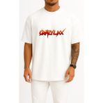 Oversize Logo Crazy Lixx Music Glam Metal Hard Göğüs Tasarımlı Unisex T-Shirt - Beyaz