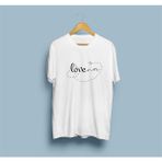 Oversize Love Yazı Baskısı Unisex T-Shirt - Beyaz