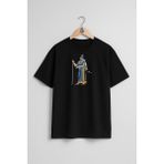 Oversize Mezopotamya Asur Sümer Babylon Göğüs Tasarımlı Unisex T-Shirt - Siyah - XL