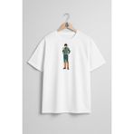 Oversize Might Guy Kakashi Hatake Naruto Uzumaki Göğüs Tasarımlı Unisex T-Shirt - Beyaz - XL