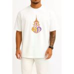 Oversize Monarşi Tayland Bayrağı Tayland Crown Prince Göğüs Baskılı Unisex T-Shirt