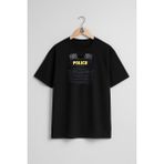 Oversize Polis Çelik Yelek Göğüs Tasarımlı Unisex T-Shirt - Siyah - XL