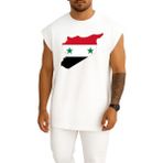 Oversize Suriye Bayrağı Haritası Göğüs Tasarımlı Atlet - Beyaz - XL