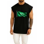 Oversize Suudi Arabistan Bayrak Göğüs Tasarımlı Unisex Spor Atlet