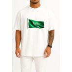 Oversize Suudi Arabistan Bayrak Göğüs Tasarımlı Unisex T-Shirt