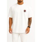 Oversize Türk Bayrağı Arma Logo Cep ve Sırt Tasarımlı Unisex T-Shirt