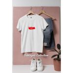 Oversize Türkiye Harita ve Ay Yıldız Tasarımlı Unisex T-Shirt - Beyaz
