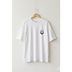 Oversize Unisex Beyaz Minimalist Yaban Hayatı Kurt Grafik Baskılı Tişört