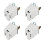 Oviitech 4 Paket 3 Tırnaklı 2 Çatallı Topraklı Çıkış Duvar Musluk Adaptörü Tek Çıkış Adaptörü Dönüştürücü Beyaz