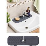 Ovio Ev Yaşam Silikon Musluk Matı Su Sıçratmaz-Kaydırmaz-Tahliyeli Mutfak-Banyo Lavabo-Sabunluk Çok Amaçlı Tezgah-Evye Düzenleyici - Gri