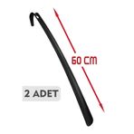 Ovio Ev&Yaşam 2 Adet 60 Cm Siyah Ayakkabı Çekeceği Asılabilir Sert Plastik Çekecek Kerata Uzun