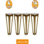 Ovit Metal Antik Sarı 14CM Mobilya Koltuk Kanepe Konsol Tv Ünitesi Yükseltici Ayağı Ayakları 4 Adet